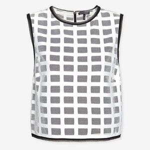 Intermix Colorblock Lace Crop‎ Top White ST5006 Size Small Frayed Edge Modern S